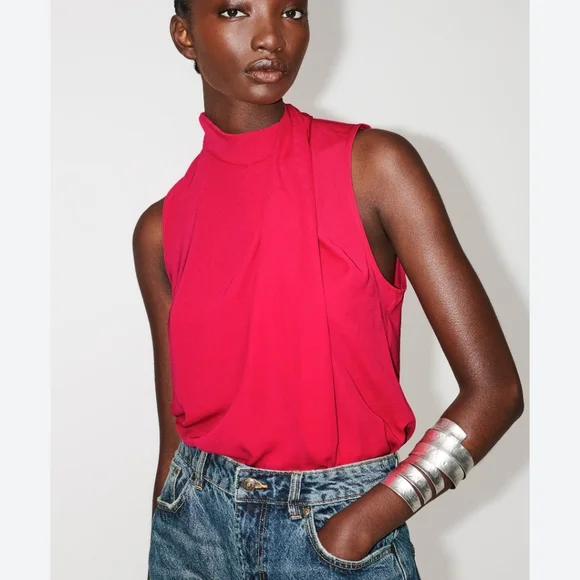 🆕️ Zara Sleeveless Pleated Top - Picture 1 of 3